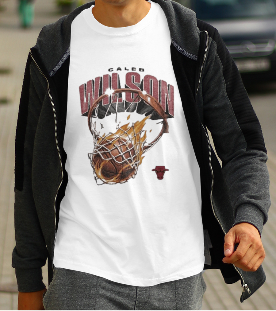 Caleb Wilson Chicago Bulls Basketball On Fire T-Shirt