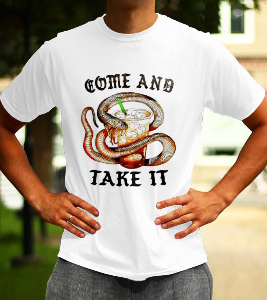 Come And Take It Snake Wrapped Around Iced Coffee Cup T-Shirt