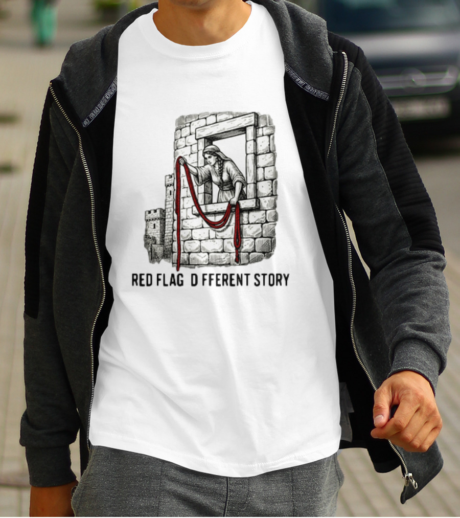Red Flag Different Story Rahab Joshua 2 Biblical Scene T-Shirt
