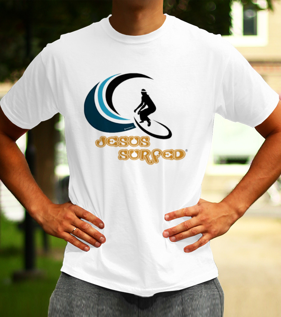 Jesus Surfed Christianity Faith Surfing T-Shirt