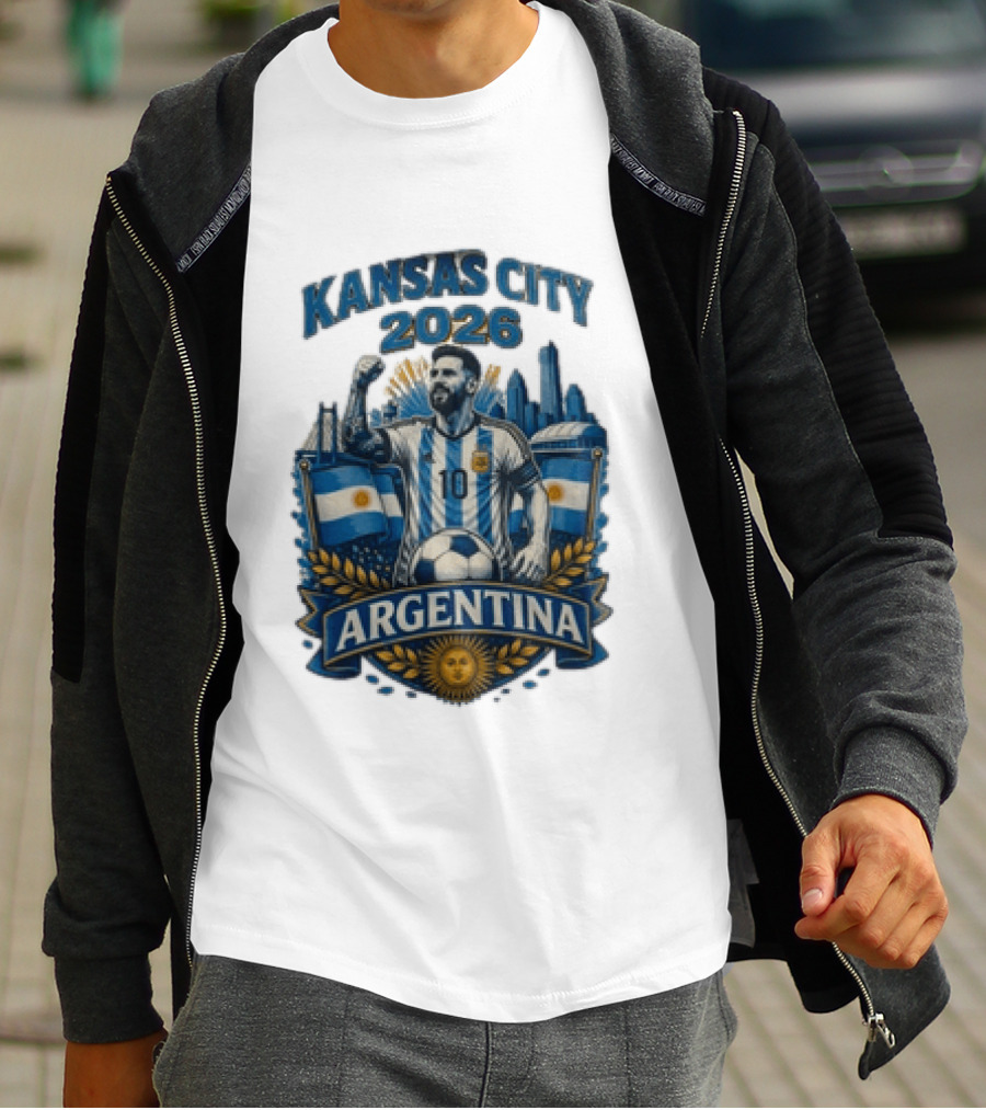 Kansas City 2026 Argentina Lionel Messi No 10 Flag Skyline T-Shirt