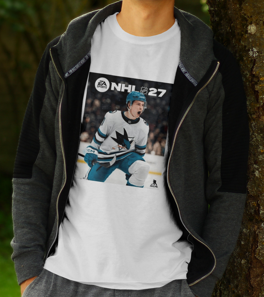EA Sports NHL 27 Macklin Celebrini San Jose Sharks Cover Athlete NHLPA T-Shirt