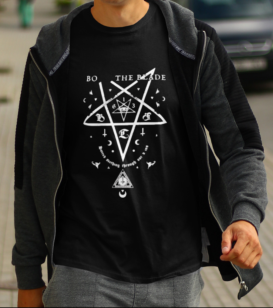 BO The Blade Pentagram Symbols Phrase Running Through Our Veins T-Shirt