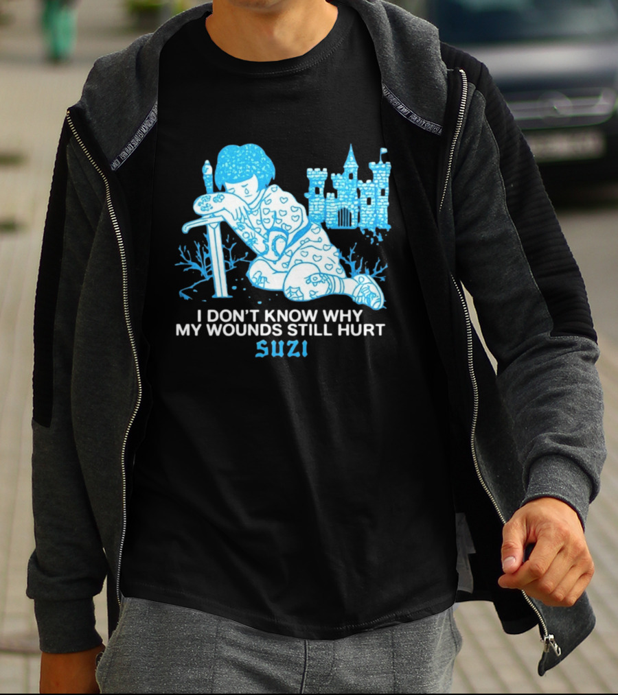 I Don't Know Why My Wounds Still Hurt Suzi Sad Blue Cartoon Castle T-Shirt