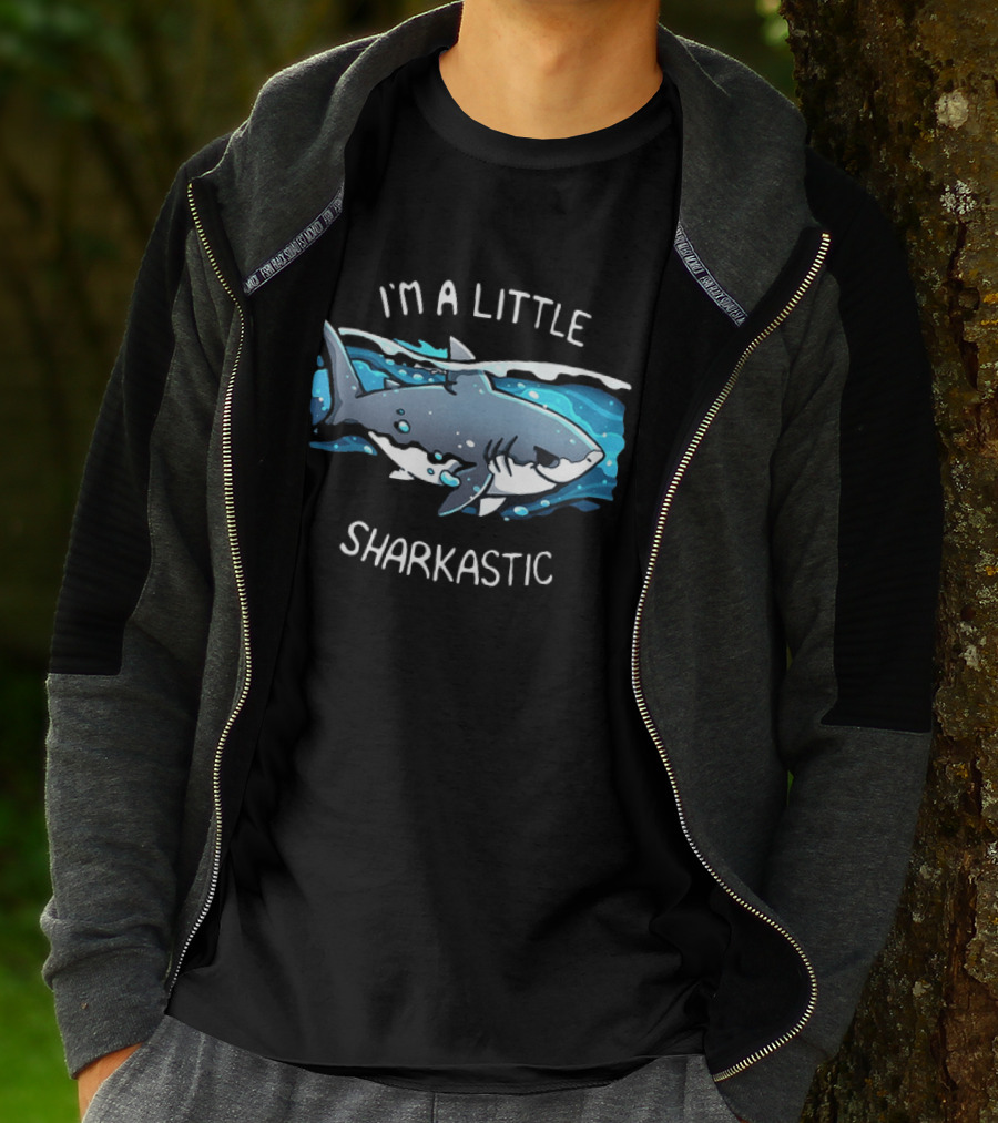 I'm A Little Sharkastic Playful Shark Ocean Humor T-Shirt