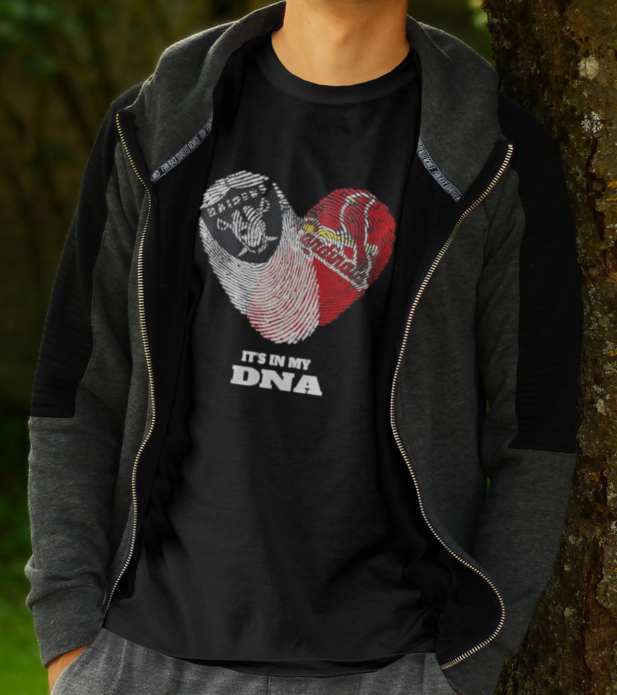 Las Vegas Raiders Washington Commanders It's In My DNA Fingerprint Heart T-Shirt