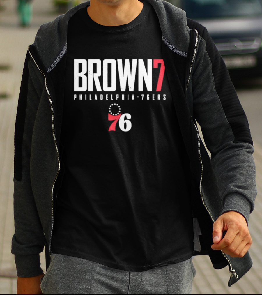 BROWN 7 Philadelphia 76ers 76 Circle Stars T-Shirt