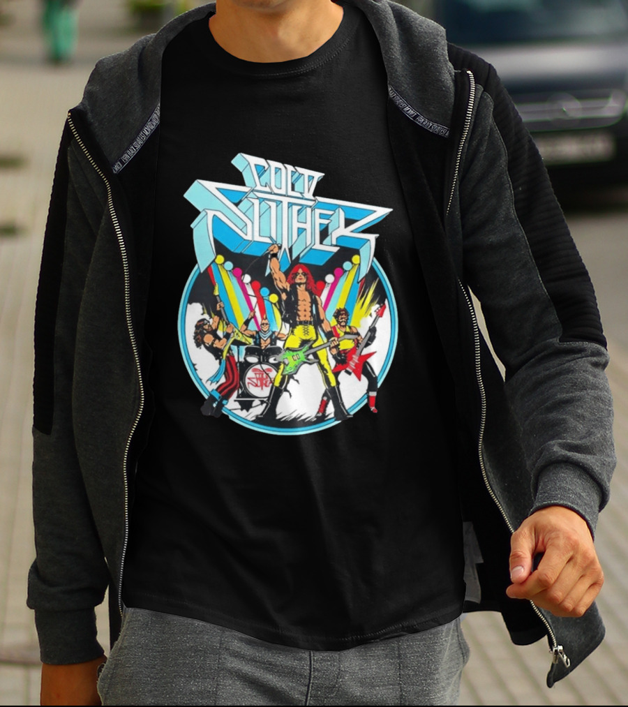 Cold Slither Band Members Rocking Live Performance Retro Vibes T-Shirt