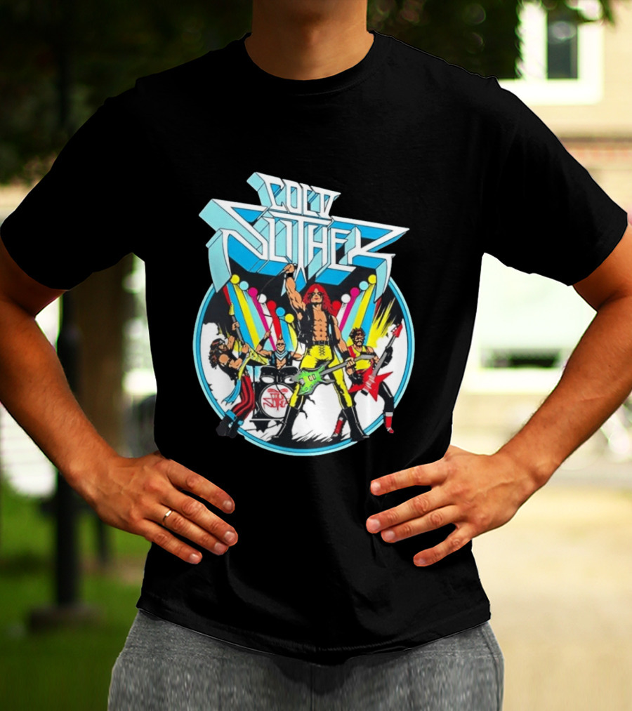 Cold Slither Band Members Rocking Live Performance Retro Vibes T-Shirt