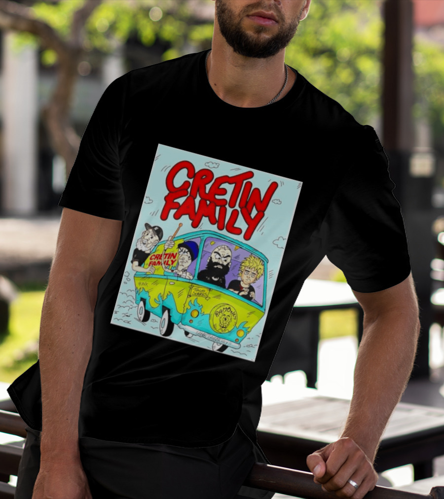 Cretin Family Punk Ramones Gabba Gabba Hey Van Cartoon T-Shirt