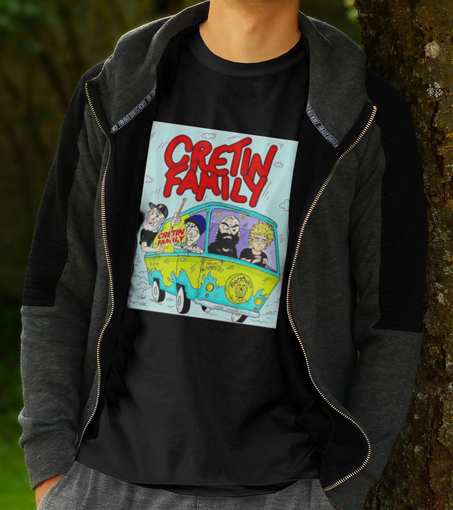 Cretin Family Punk Ramones Gabba Gabba Hey Van Cartoon T-Shirt