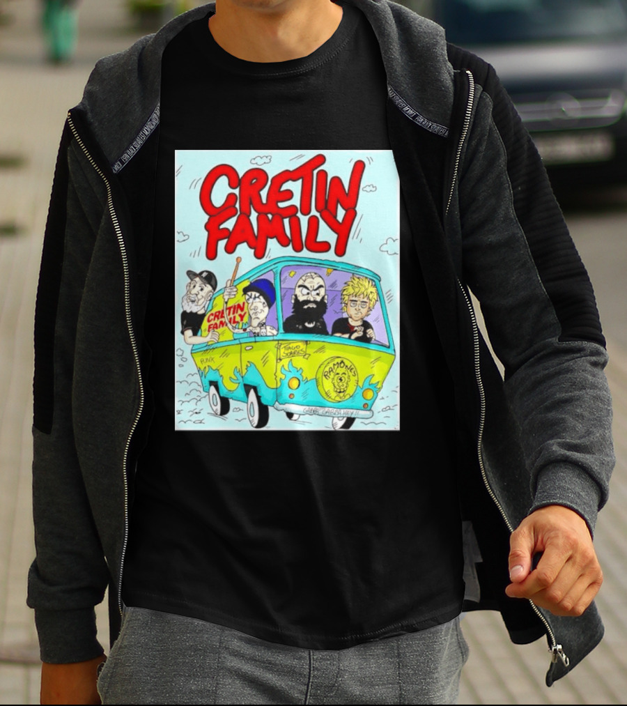 Cretin Family Punk Ramones Gabba Gabba Hey Van Cartoon T-Shirt