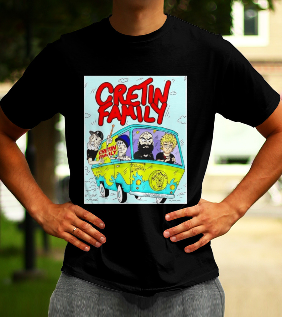 Cretin Family Punk Ramones Gabba Gabba Hey Van Cartoon T-Shirt
