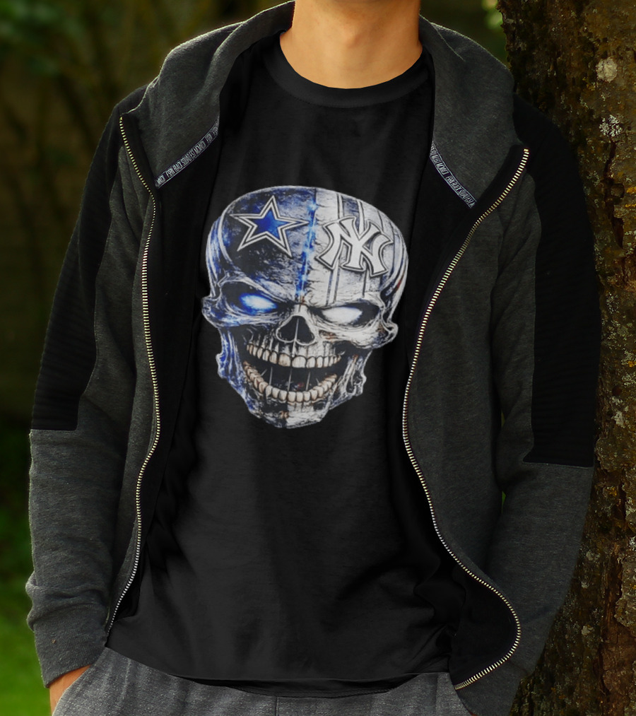 Dallas Cowboys Star New York Yankees Skull T-Shirt