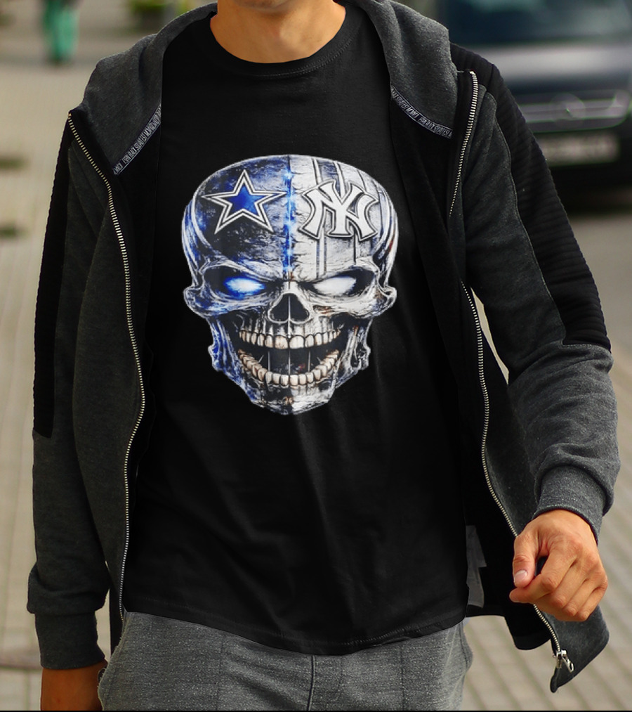 Dallas Cowboys Star New York Yankees Skull T-Shirt