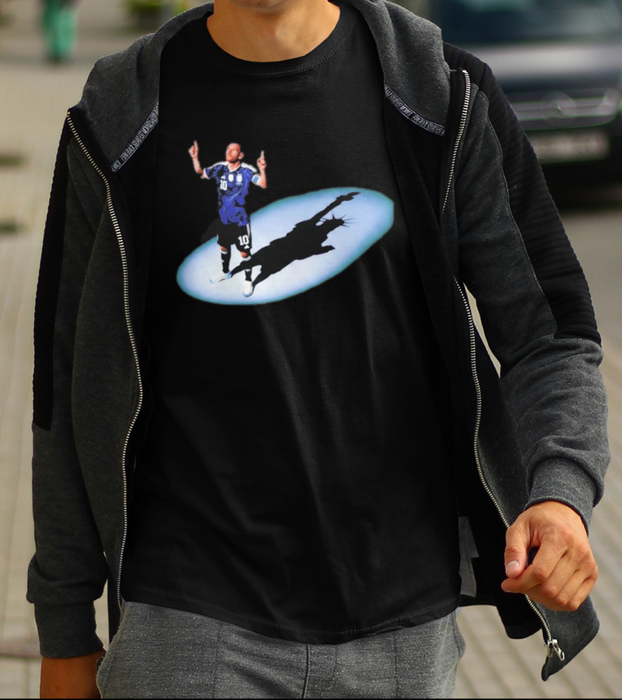 Lionel Messi Iconic Argentina Celebration With Liberty Shadow T-Shirt