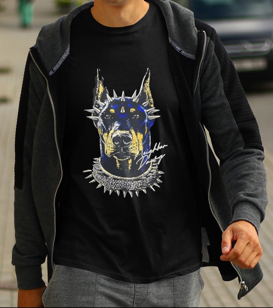 Neighbor Dawg Doberman Pinscher Spiked Collar T-Shirt