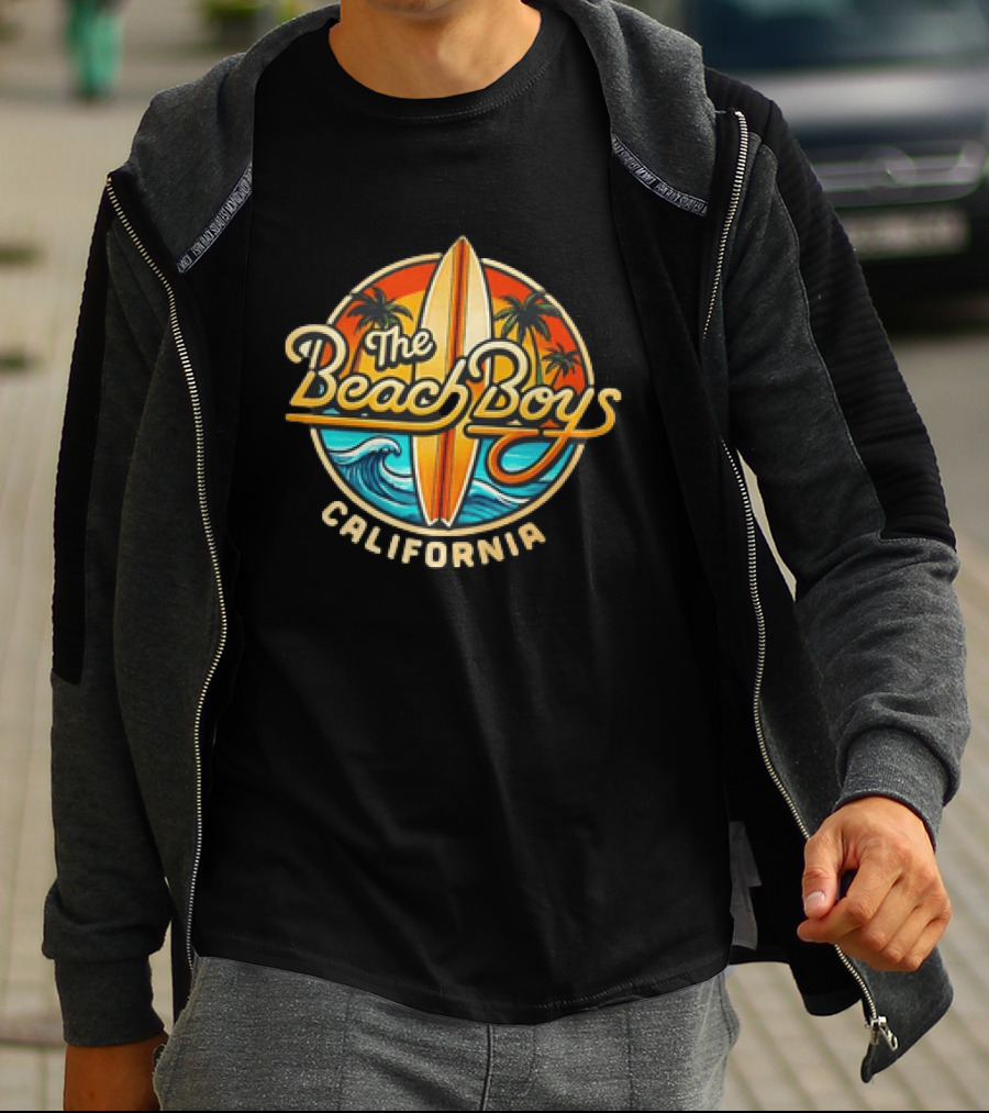 The Beach Boys California Surfboard Palm Trees Ocean Wave T-Shirt