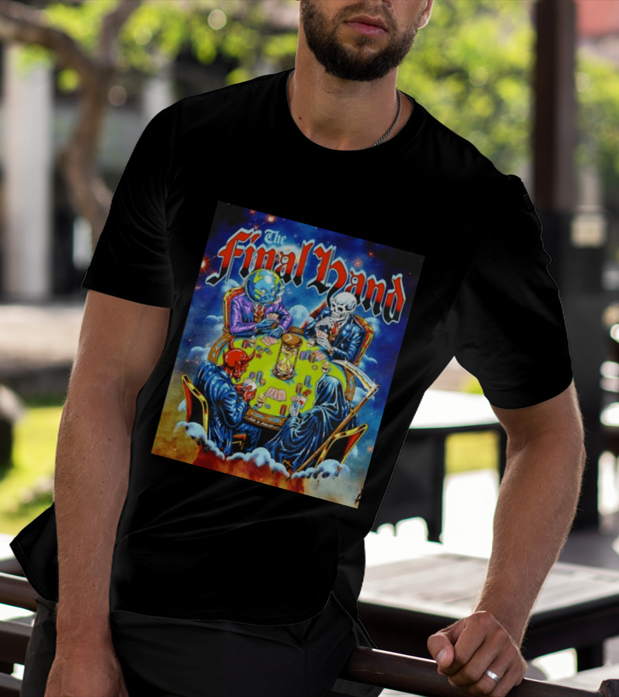 The Final Hand Poker Game Skeleton Grim Reaper Skull Players Atmosphere T-Shirt