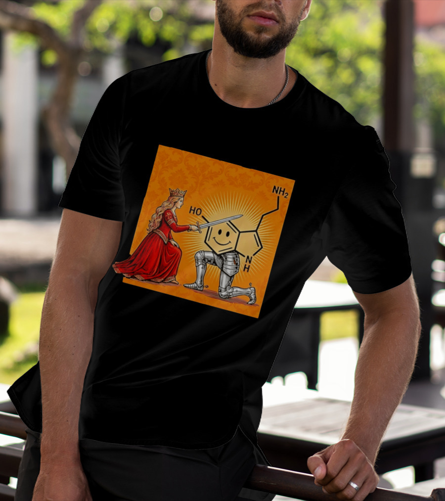 Sir Otonin Serotonin Molecule Knight Queen Chemistry T-Shirt