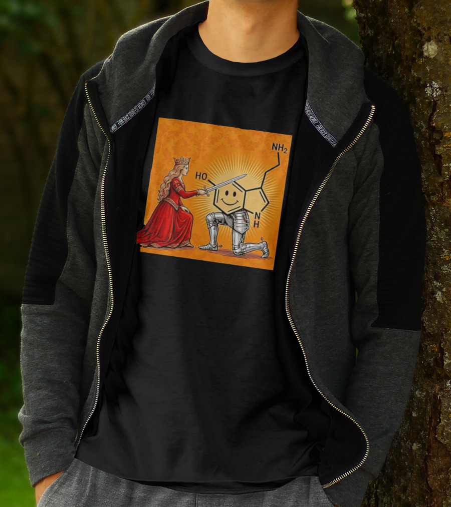 Sir Otonin Serotonin Molecule Knight Queen Chemistry T-Shirt