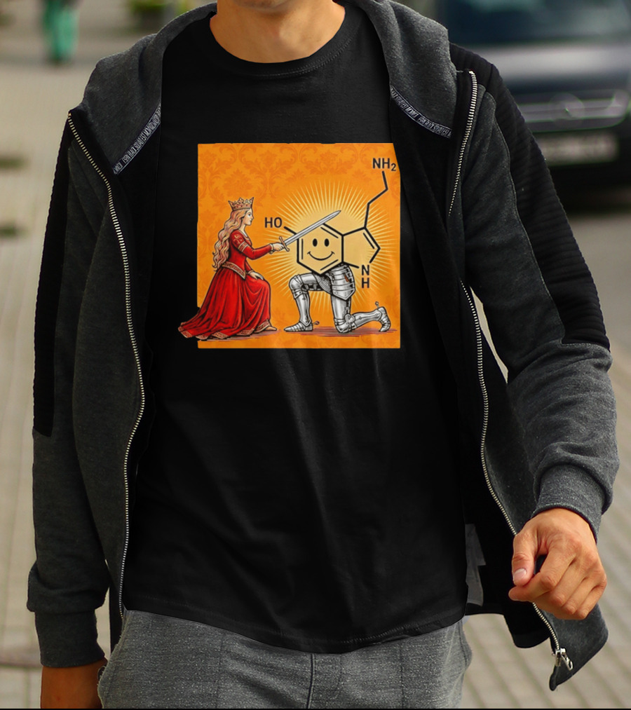 Sir Otonin Serotonin Molecule Knight Queen Chemistry T-Shirt