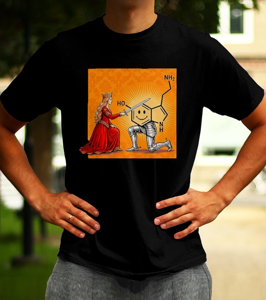 Sir Otonin Serotonin Molecule Knight Queen Chemistry T-Shirt