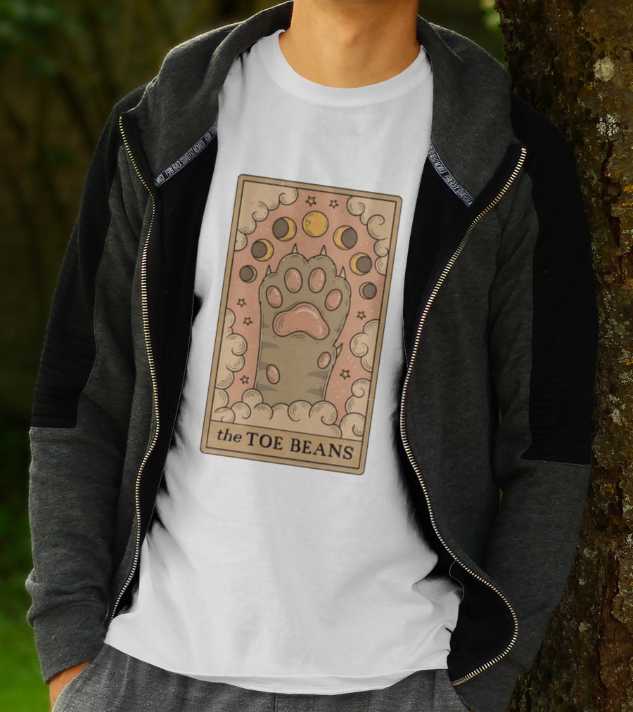 Cat Paw Toe Beans Tarot Moon Phases Card T-Shirt