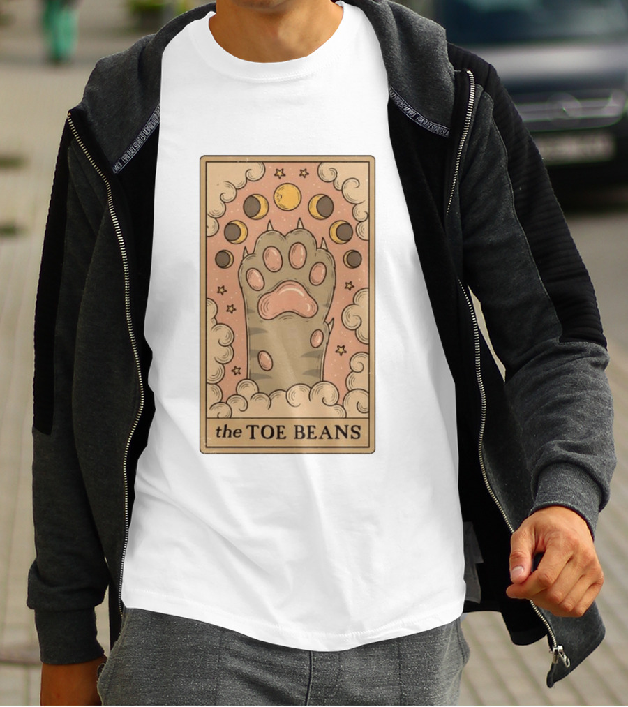 Cat Paw Toe Beans Tarot Moon Phases Card T-Shirt