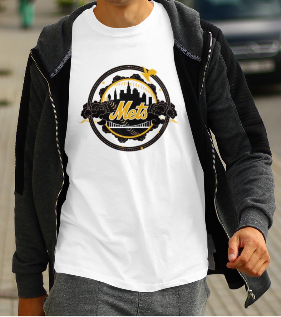 New York Mets MLB Skyline Baseball Bridge T-Shirt