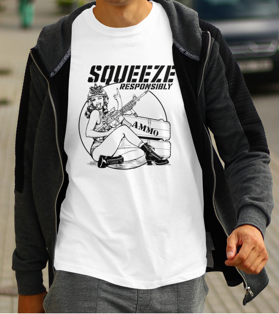 Squeeze Responsibly Pin Up Girl Ammo T-Shirt