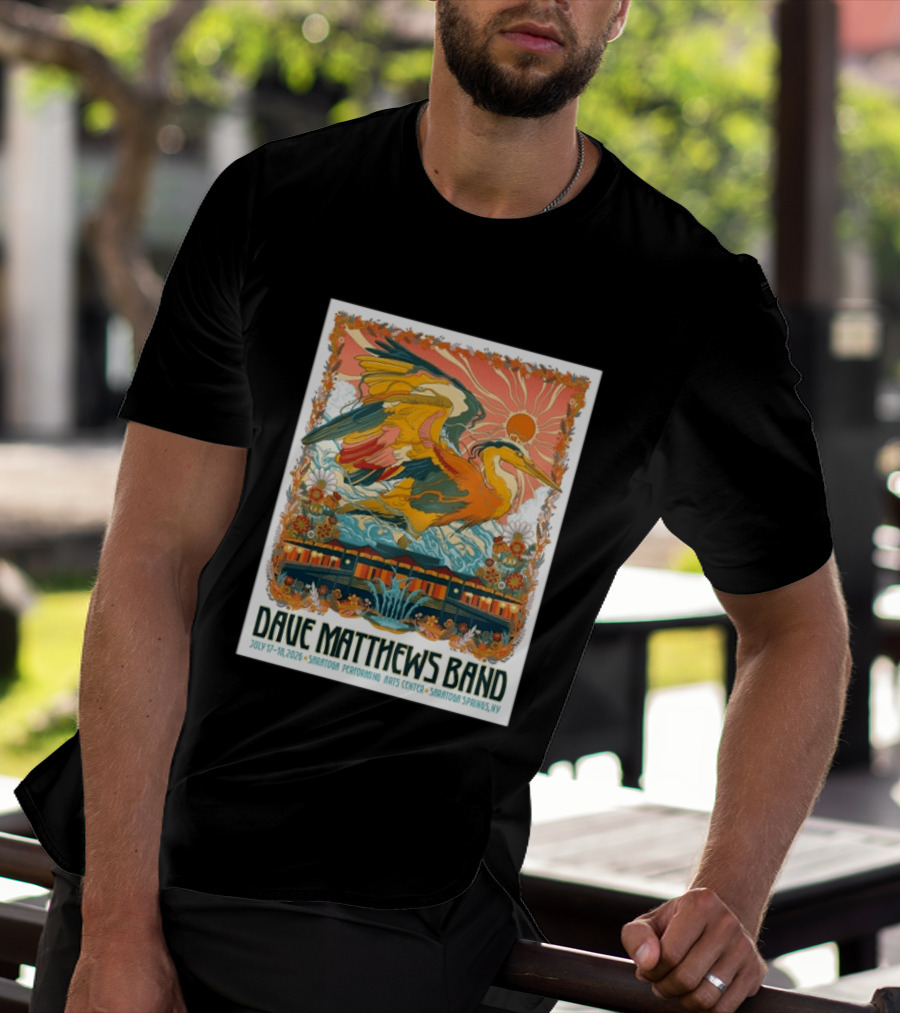 Dave Matthews Band July 17 18 2026 Saratoga Performing Arts Center Heron Art Saratoga Springs NY T-Shirt