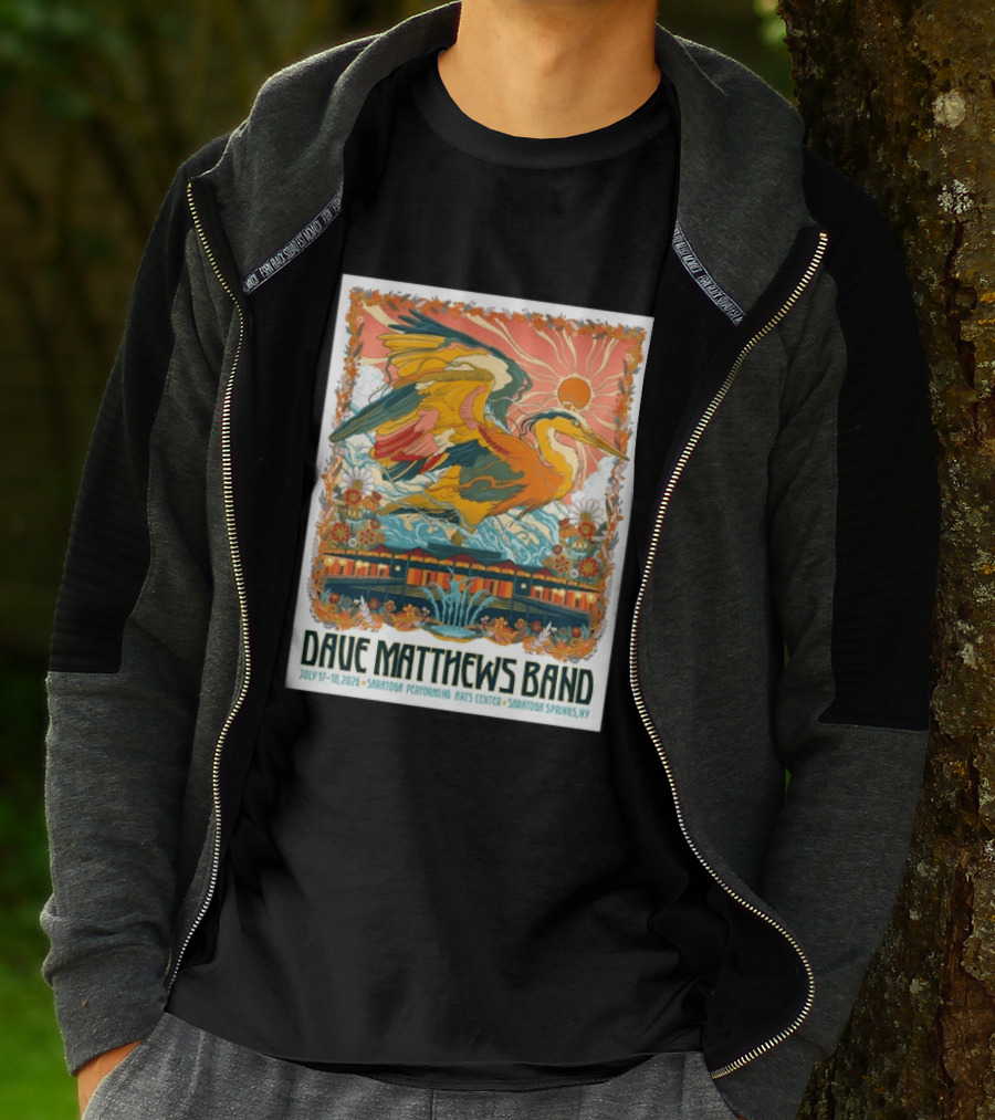 Dave Matthews Band July 17 18 2026 Saratoga Performing Arts Center Heron Art Saratoga Springs NY T-Shirt