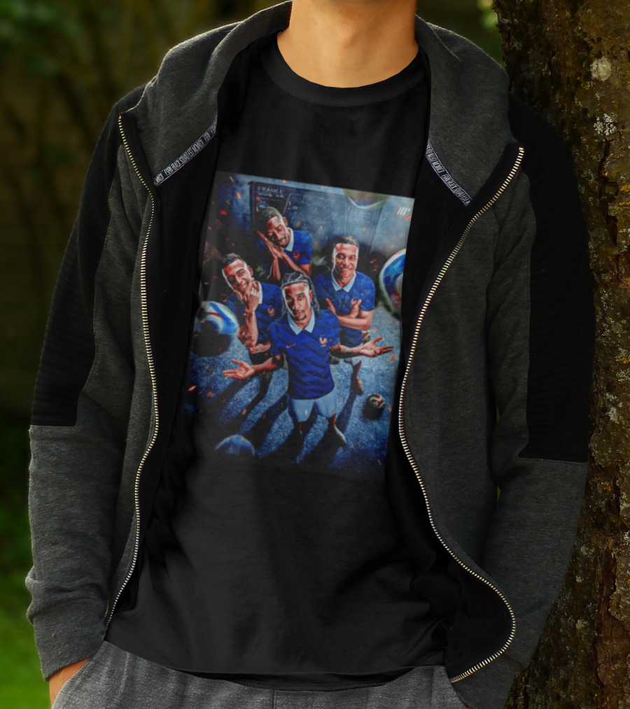 France National Team Players Collage Blue Jerseys Football Stars T-Shirt