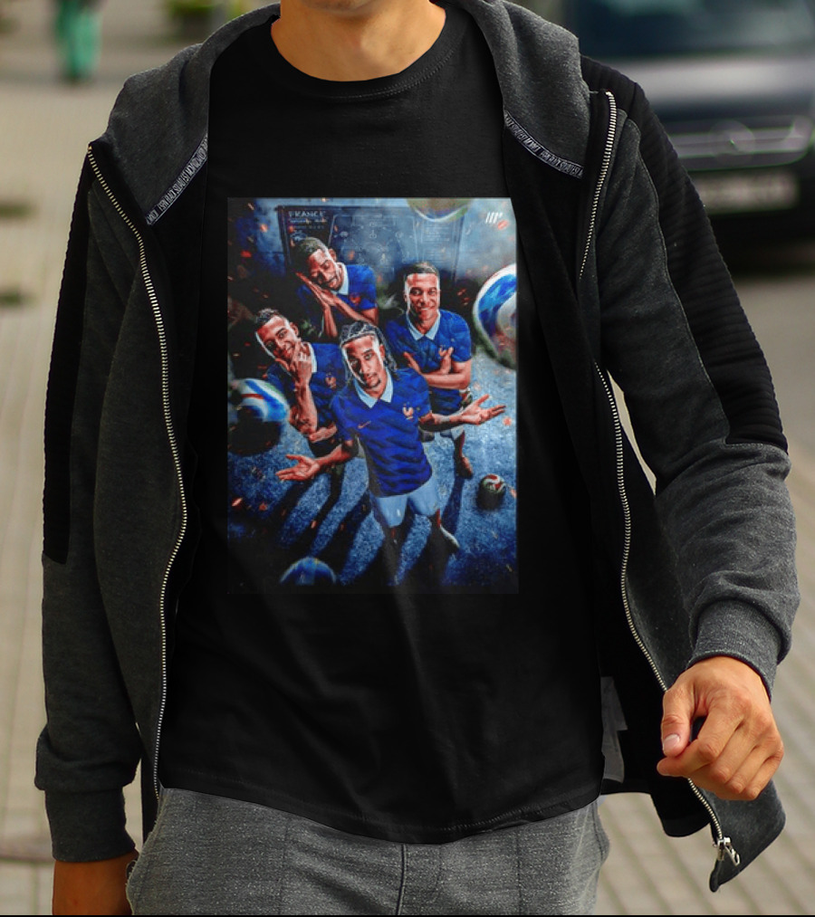 France National Team Players Collage Blue Jerseys Football Stars T-Shirt