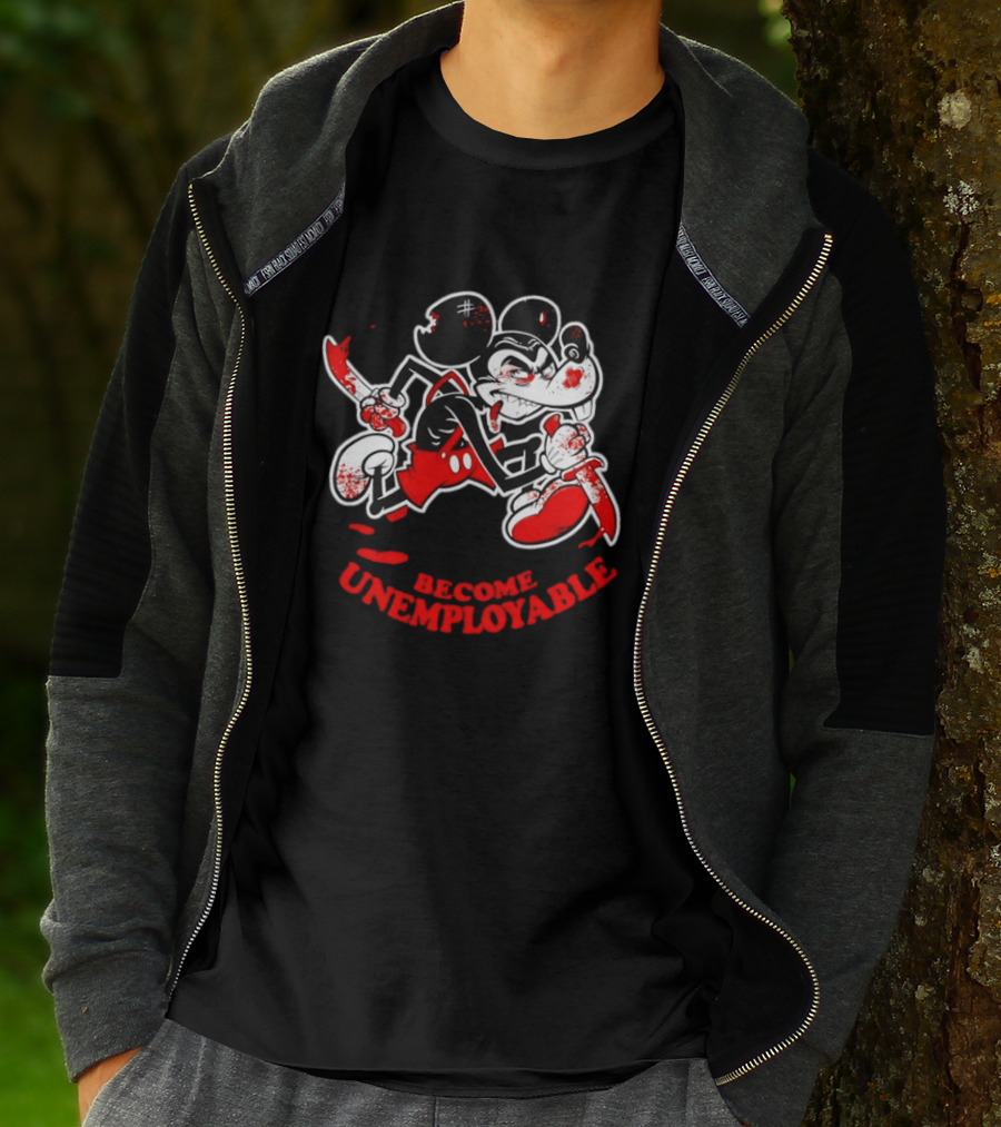 Horror Micket Become Unemployable Vintage Cartoon T-Shirt