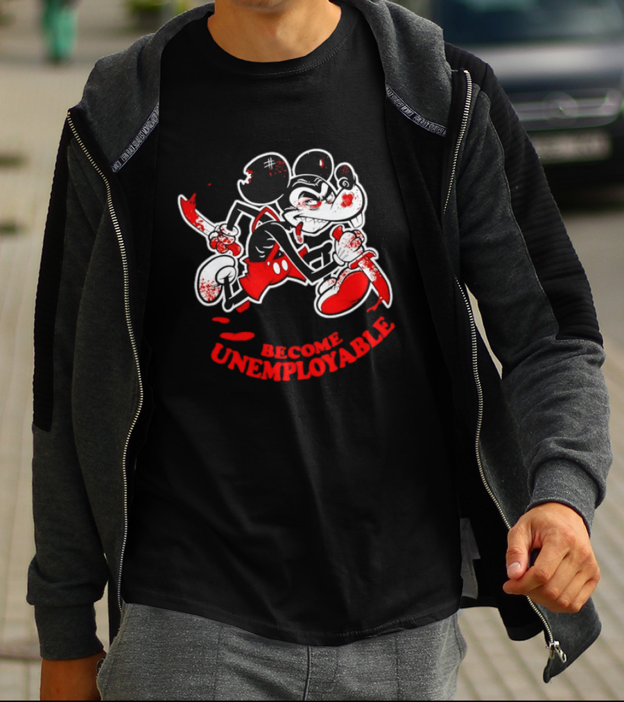 Horror Micket Become Unemployable Vintage Cartoon T-Shirt