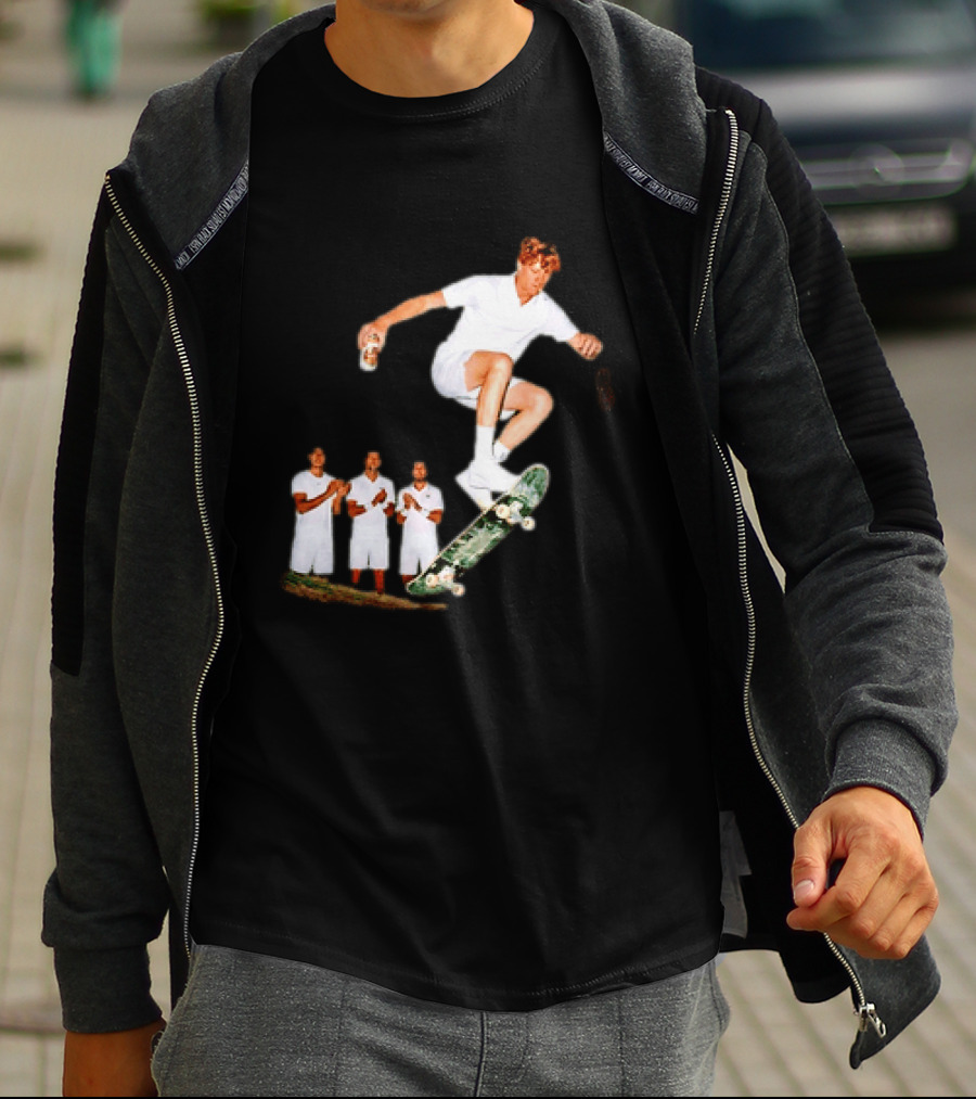 Jannik Sinner Skateboarding Wimbledon Men's Singles Italy 2026 Tennis Champion Jump T-Shirt