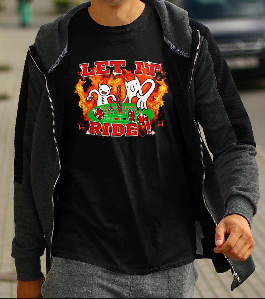 Let It Ride Casino Gambling Devils Poker Table Fire T-Shirt