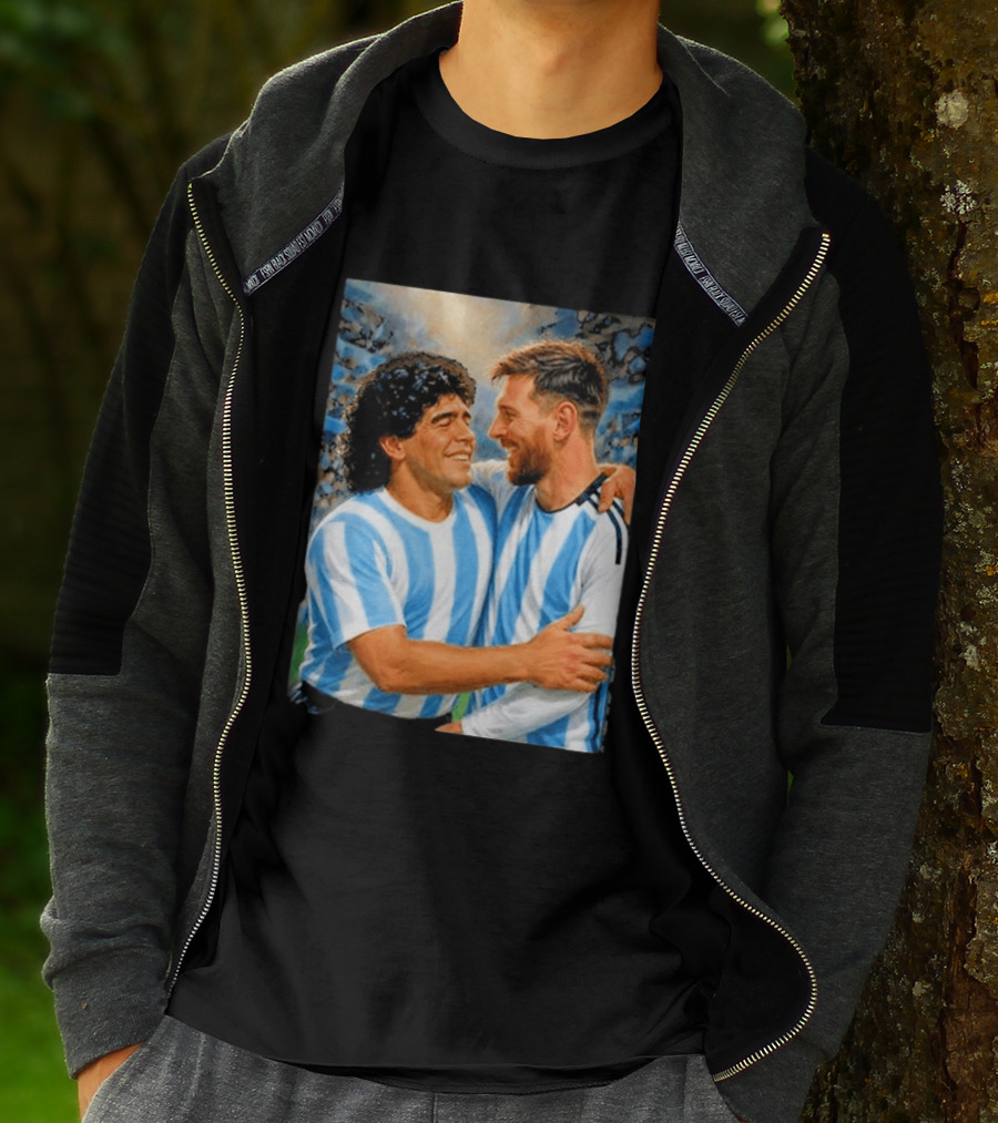 Lionel Messi Maradona Argentina Football Legends Digital T-Shirt