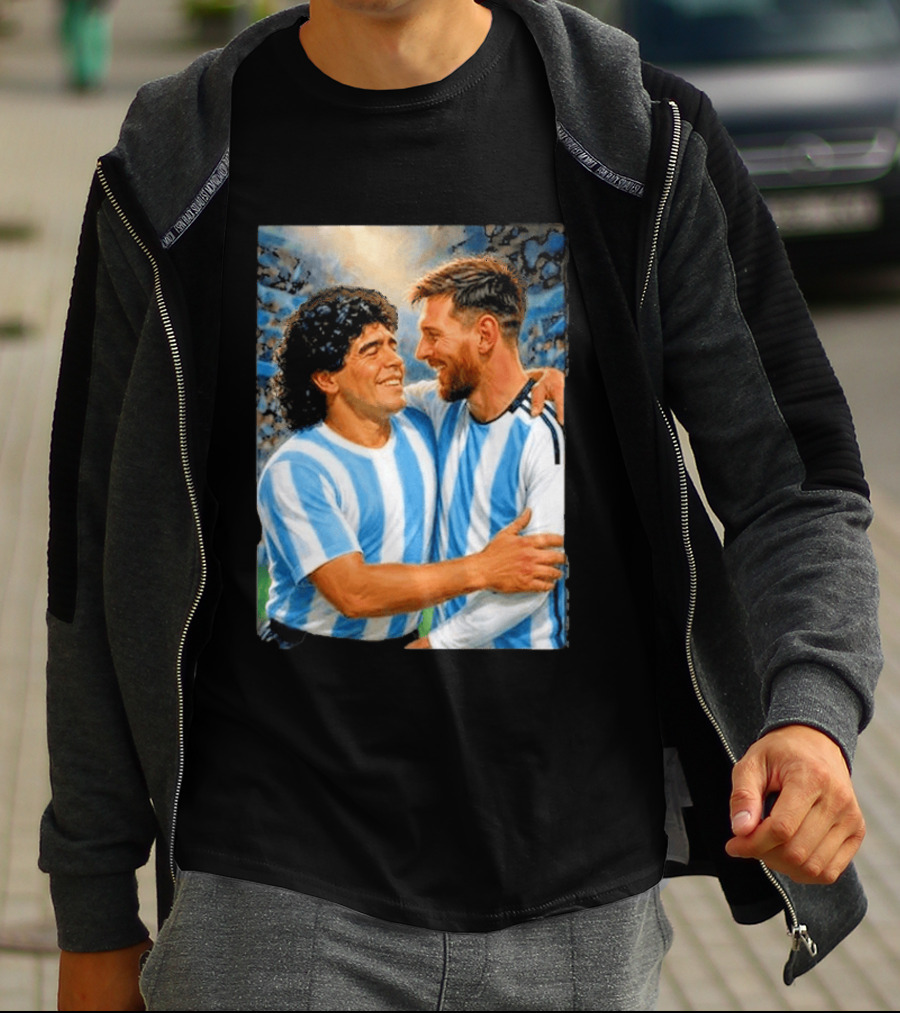 Lionel Messi Maradona Argentina Football Legends Digital T-Shirt