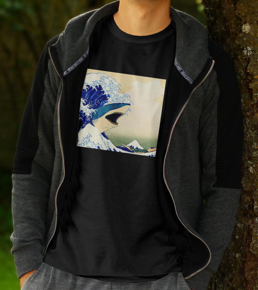The Great Wave Off Kanagawa Sharks Fusion Art Japan Ukiyo E T-Shirt