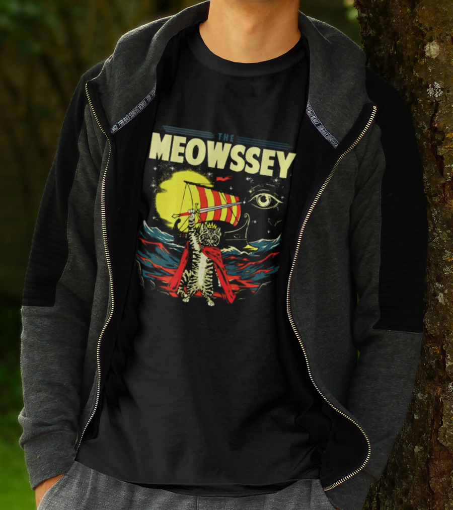 The Meowssey Vintage Odyssey Cat With Eye And Stripes T-Shirt