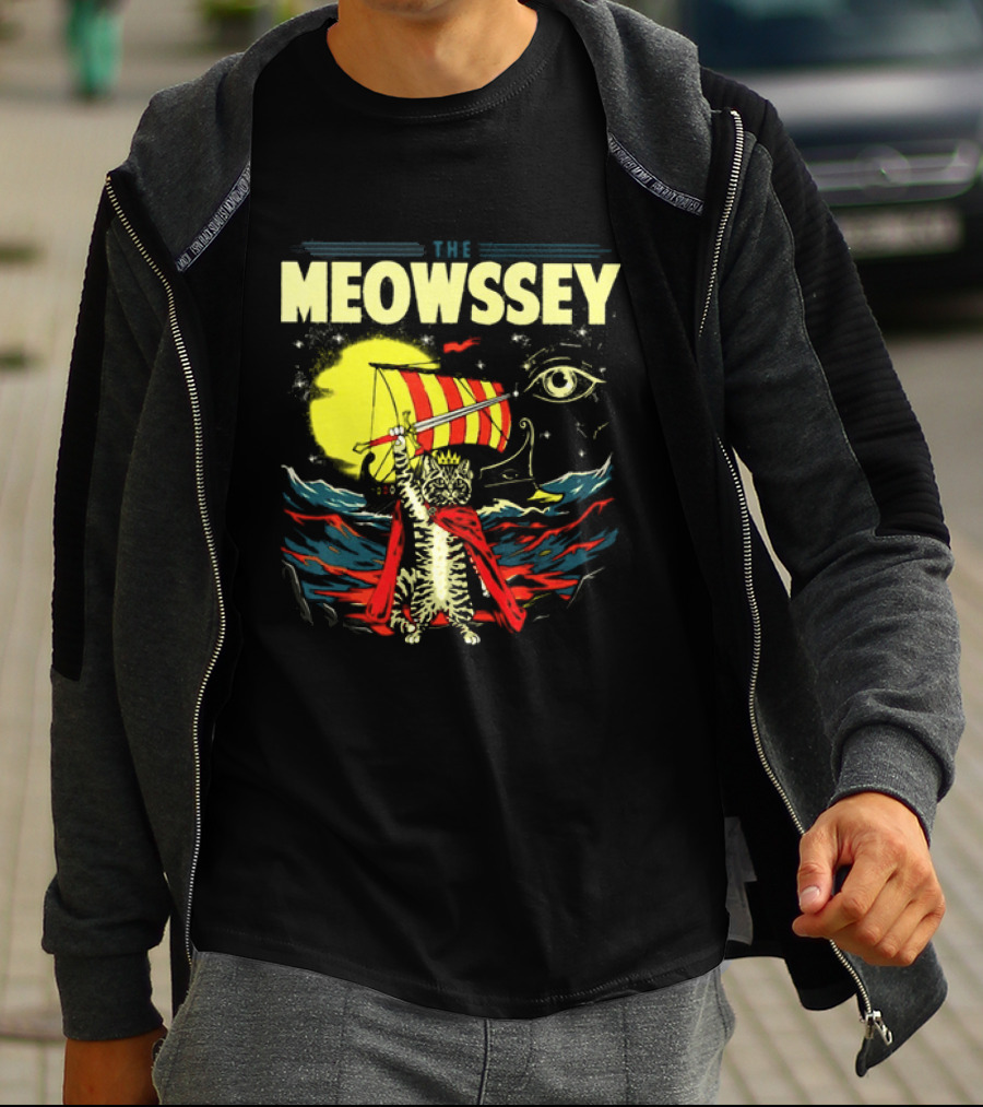 The Meowssey Vintage Odyssey Cat With Eye And Stripes T-Shirt