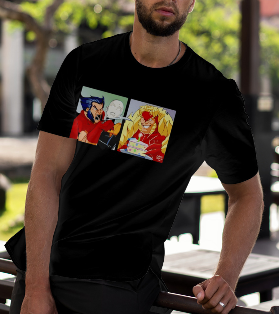 Wolverine And Morph Shouting At Sabretooth Birthday Cake Meme T-Shirt