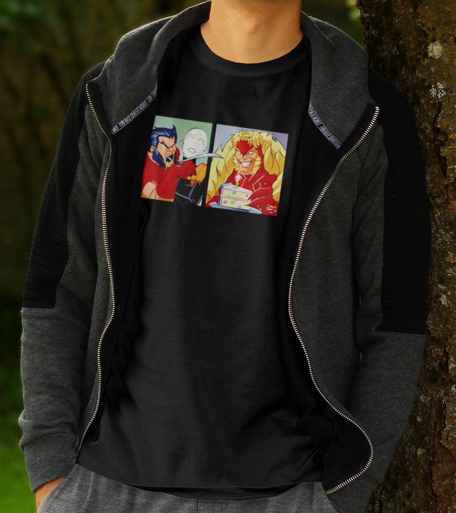 Wolverine And Morph Shouting At Sabretooth Birthday Cake Meme T-Shirt