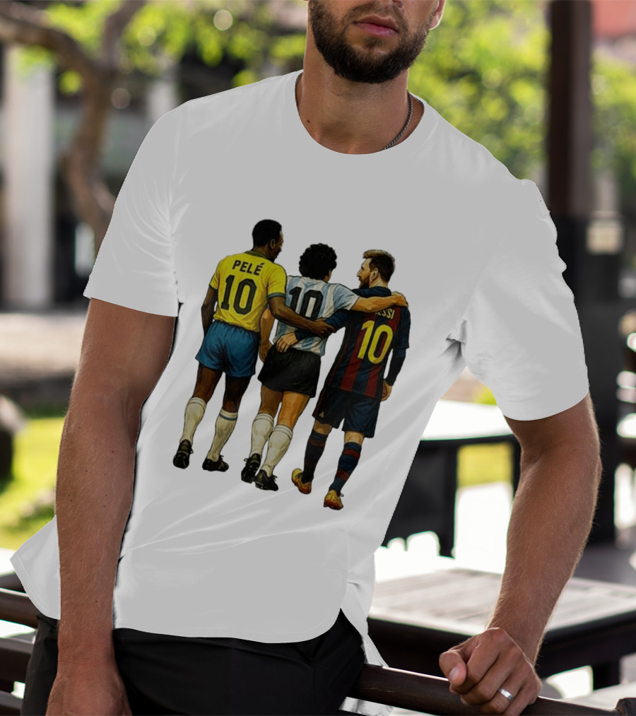 Pele Maradona Messi Football Legends Iconic Trio 10 T-Shirt