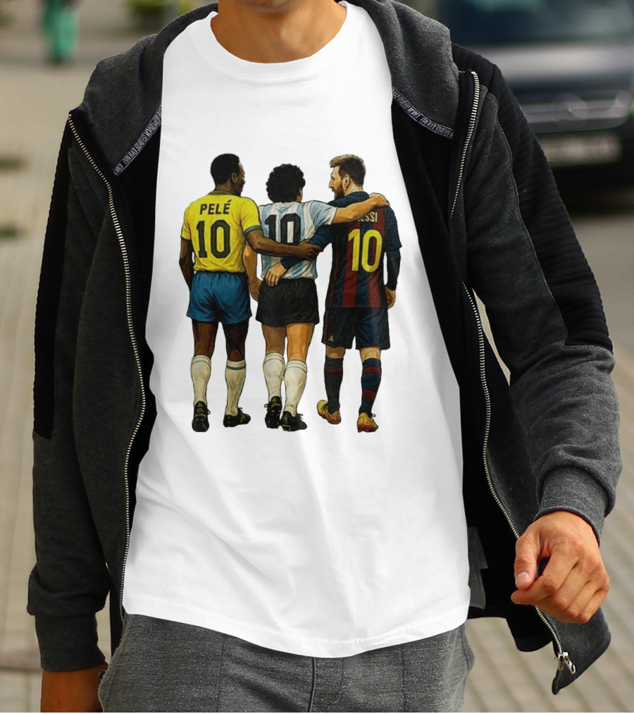 Pele Maradona Messi Football Legends Iconic Trio 10 T-Shirt