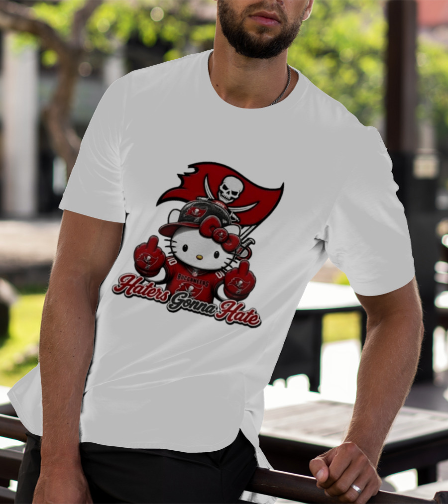 Hello Kitty Buccaneers Football Haters Gonna Hate Middle Finger T-Shirt