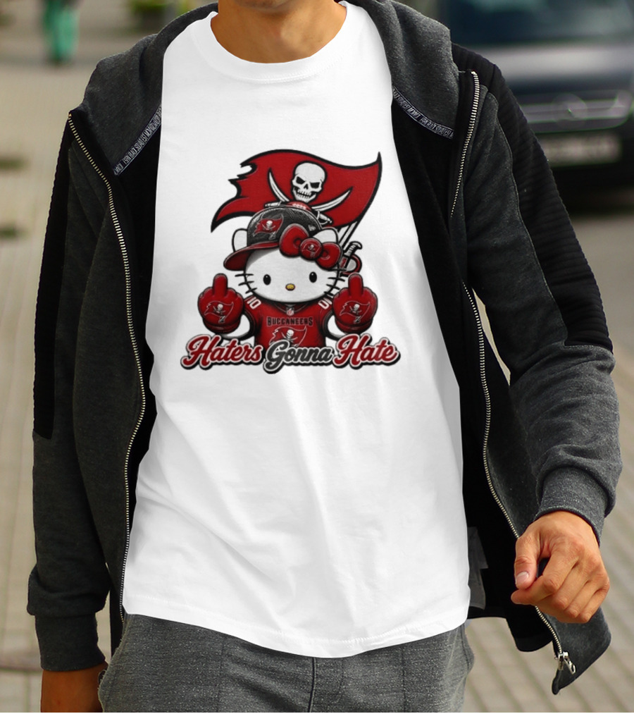 Hello Kitty Buccaneers Football Haters Gonna Hate Middle Finger T-Shirt